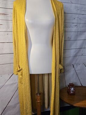 LuLaRoe Yellow Open-Front Long Duster Cardigan